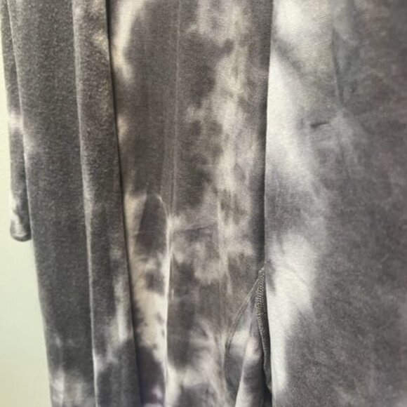 Crepas Gray & White Tie-Dye Open Front long Cardigan, long sleeves, pockets - Picture 8 of 10